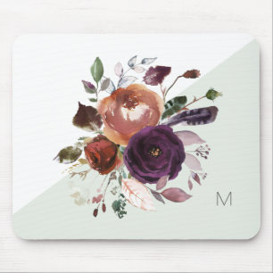 Tapis De Souris Monogramme floral d'automne