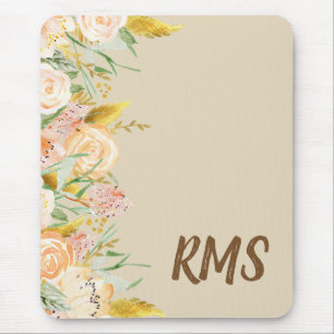 Tapis De Souris Monogramme floral latéral