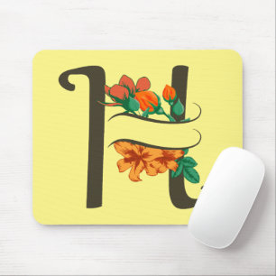 Tapis De Souris Monogramme floral lettre capitale H