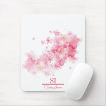 Monogramme floral personnalisé Mousepad|Personnali