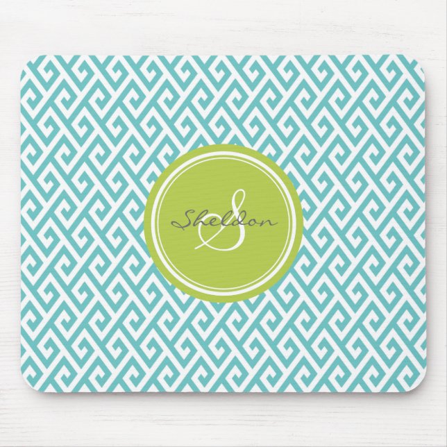 Tapis De Souris Monogramme géométrique de motif d'abrégé sur chic (Devant)