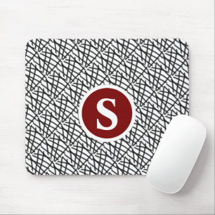 Tapis De Souris Monogramme géométrique noir et blanc