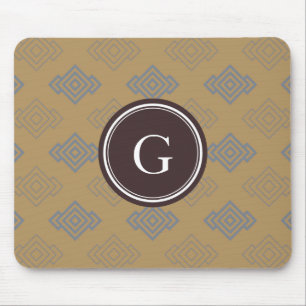 Tapis De Souris Monogramme géométrique principal grec brun chic 
