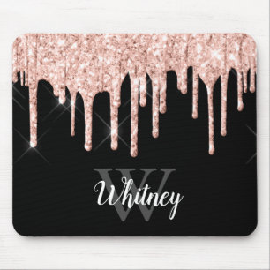 Tapis De Souris Monogramme Gris Gris Parties scintillant rose Fill