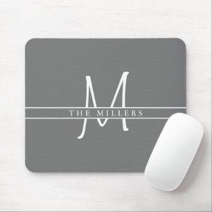 Tapis De Souris Monogramme initial de scission, gris personnalisé