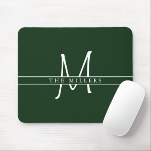 Tapis De Souris Monogramme initial de scission, vert personnalisé