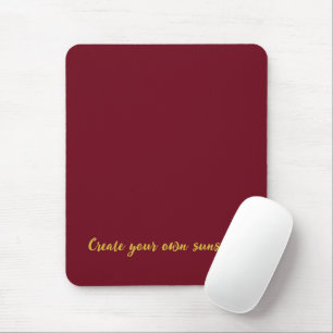 Tapis De Souris Monogramme Initial Doré Luxueux Rouge Bourgogne