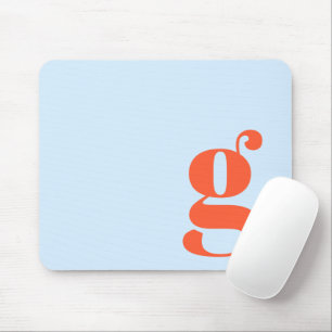 Tapis De Souris Monogramme Initial Minimal Rétro Orange Bleu Perso
