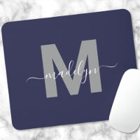 Monogramme Initial Nom Bleu Marine