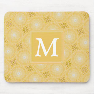 Tapis De Souris Monogramme jaune cercles motif