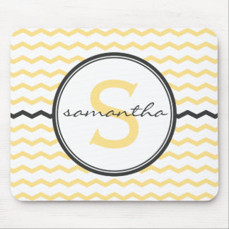 Tapis De Souris Monogramme jaune de Chevron