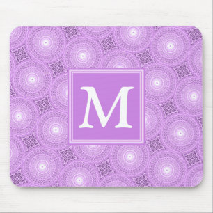 Tapis De Souris Monogramme lilas cercles pourpres motif