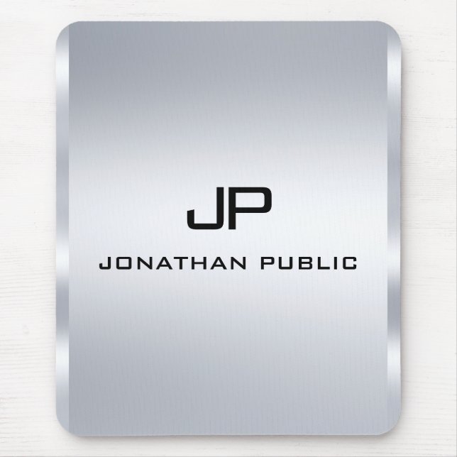 Tapis De Souris Monogramme métal argenté Look Modèle vertical (Devant)