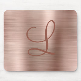 Tapis De Souris Monogramme métallique brossé Chic Rose Gold Initia