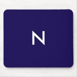 Tapis De Souris Monogramme minimaliste bleu foncé moderne initial