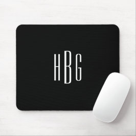 Tapis De Souris Monogramme minimaliste noir blanc initial
