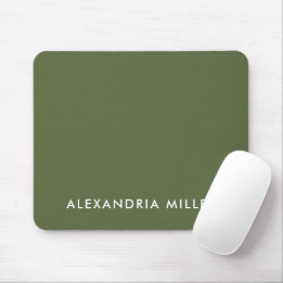 Tapis De Souris Monogramme minimaliste vert olive