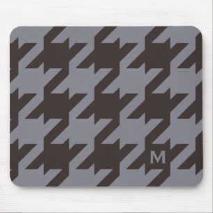 Tapis De Souris Monogramme moderne audacieux de pied-de-poule de