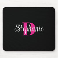 Monogramme moderne Black White et Hot Rose Girl