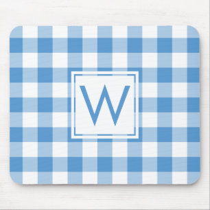 Tapis De Souris Monogramme moderne Motif Bleu et blanc pour bébé