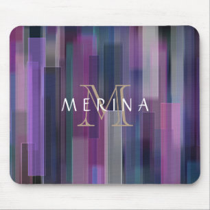 Tapis De Souris Monogramme Motif à rayures lentes Personnaliser