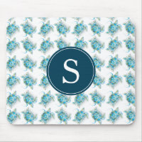 Monogramme Motif de tortue marine Turquoise bleu