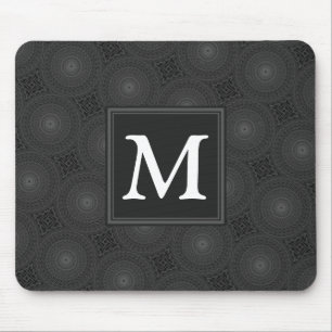 Tapis De Souris Monogramme motif des cercles de charbon
