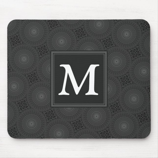Tapis De Souris Monogramme motif des cercles de charbon (Devant)