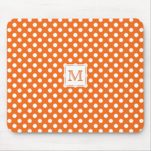 Tapis De Souris Monogramme : Mousepad à pois orange et blanc