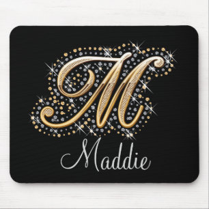 Tapis De Souris Monogramme Mousepad de diamants d'étincelles et d