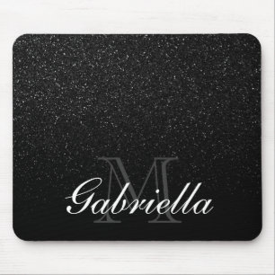 Tapis De Souris Monogramme noir de parties scintillantes