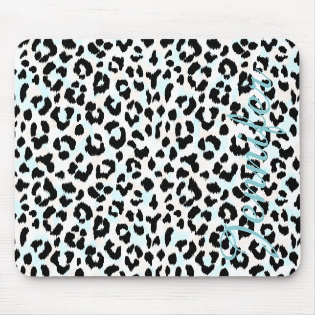 Tapis De Souris Monogramme noir et blanc chic d'impression de (Devant)
