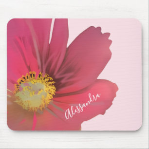 Tapis De Souris Monogramme Nom Pastel Rose Aquarelle Florale