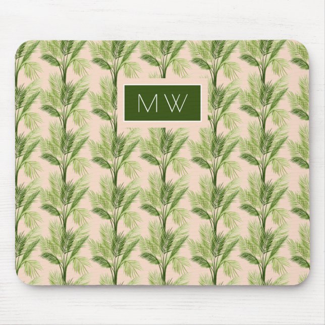 Tapis De Souris Monogramme | Oasis intérieure | Motif Palm Tree (Devant)