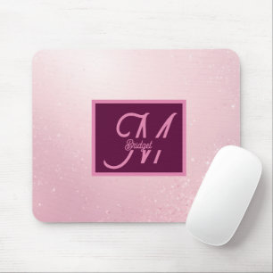 Tapis De Souris Monogramme ombré girlie rose féminin doux et scint
