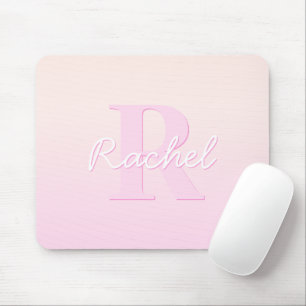 Tapis De Souris Monogramme personnalisable   Ombre de la pêche et 