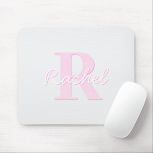 Tapis De Souris Monogramme personnalisable   Ombre rose et gris