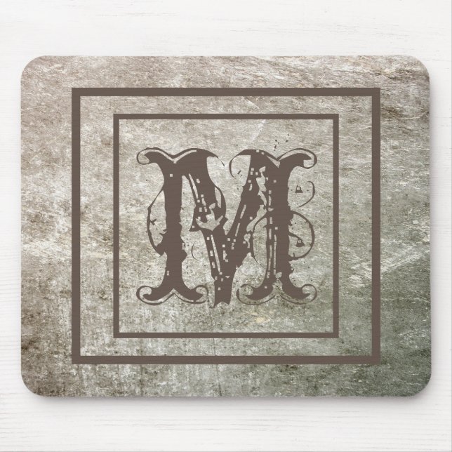 Tapis De Souris Monogramme personnalisé en pierre rustique désaffe (Devant)
