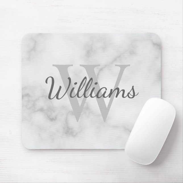 Tapis De Souris Monogramme personnalisé et apparence de marbre de  (Avec souris)