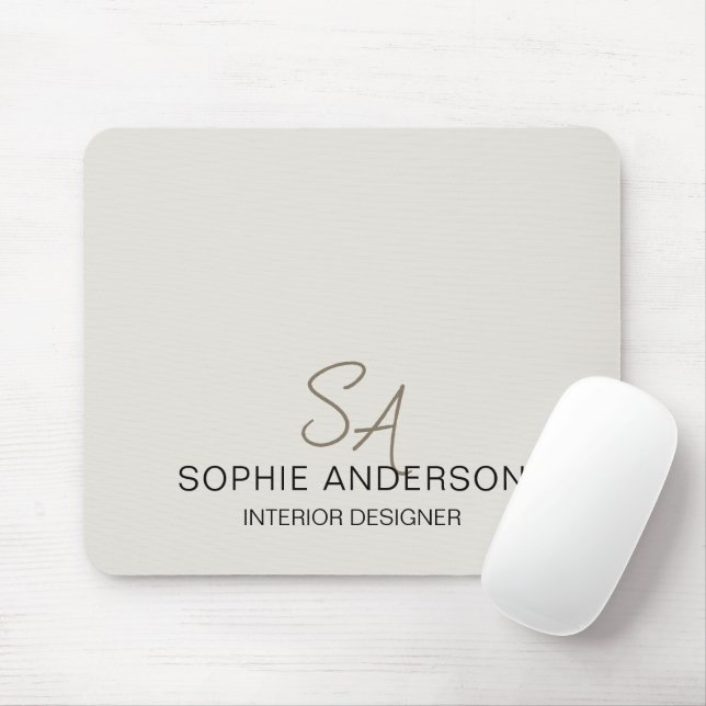 Tapis De Souris Monogramme personnalisé moderne Professionnel (Avec souris)