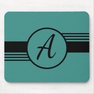 Tapis De Souris Monogramme personnalisé Mousepad bleu et noir