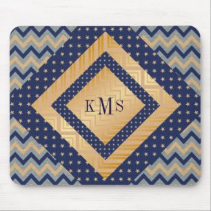 Tapis De Souris Monogramme personnalisé Mousepad nautique d'or