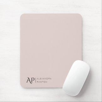 Tapis De Souris Monogramme personnalisé rose pâle Élégant