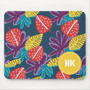 Tapis De Souris monogramme personnalisé tropical hawaïen exotique