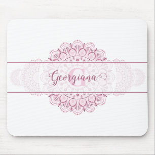 Tapis De Souris Monogramme Pink Confetti dentelle ornementale Mand