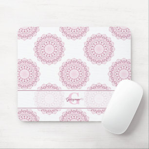 Tapis De Souris Monogramme Pink Confetti Lace Polka Dot Mandala