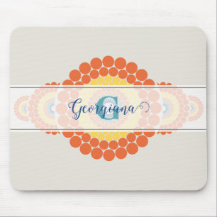 Tapis De Souris Monogramme Radiant Aegean Été Ornemental Mandala