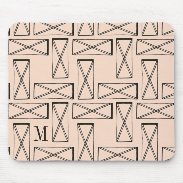 Tapis De Souris Monogramme | Rectangle géométrique X Design (Devant)