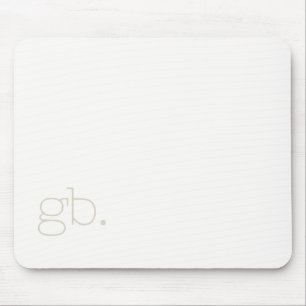 Tapis De Souris Monogramme Rétro Minimal Blanc Ivoire