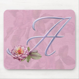 Tapis De Souris Monogramme rose A de roses